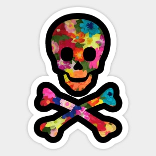 Flower Skull and Crossbones Sticker